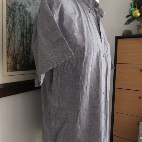 Greg Norman Collection Shirt Men's Sz L Short Sleeve Gray Plaid Button Front EUC - Picture 4 of 10